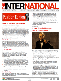 Special position edition on positioning brands internationally